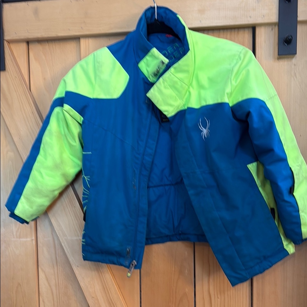 Spyder Blue and Green Puffer Jacket Insulated Weather-Resistant